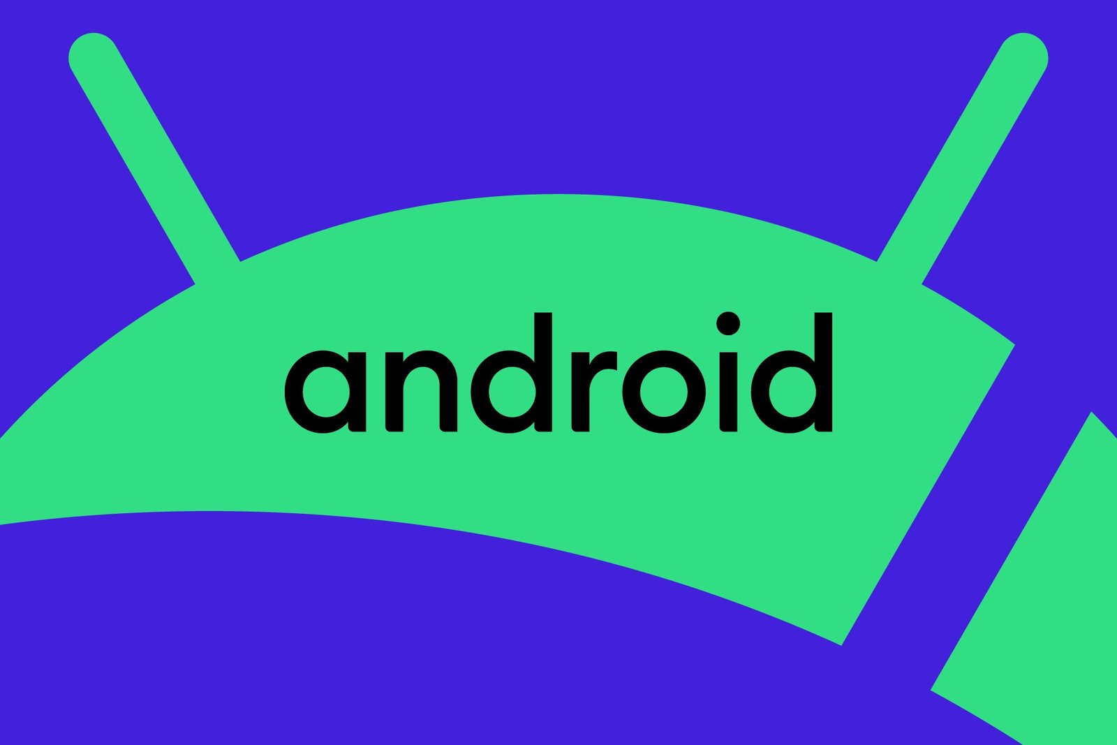 An image of the Android logo on a blue and green background