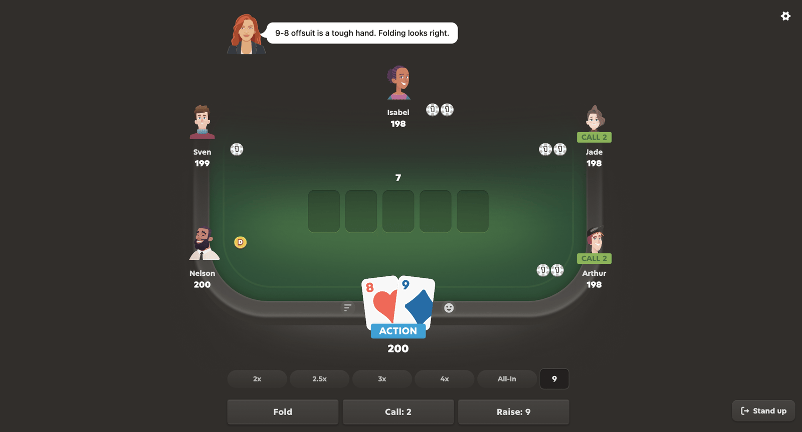 A screenshot of a bot match on Gambit