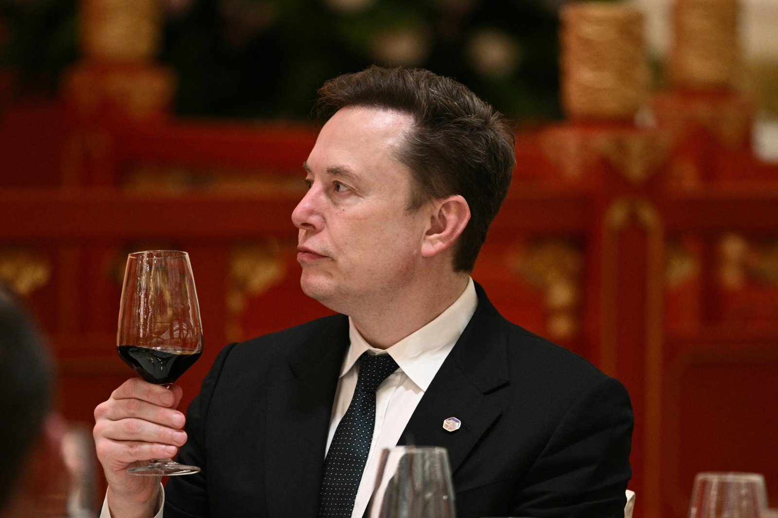 Tesla and SpaceX CEO Elon Musk attends a state banquet for US President Donald Trump and China's President Xi Jinping at the Great Hall of the People in Beijing on May 14, 2026.