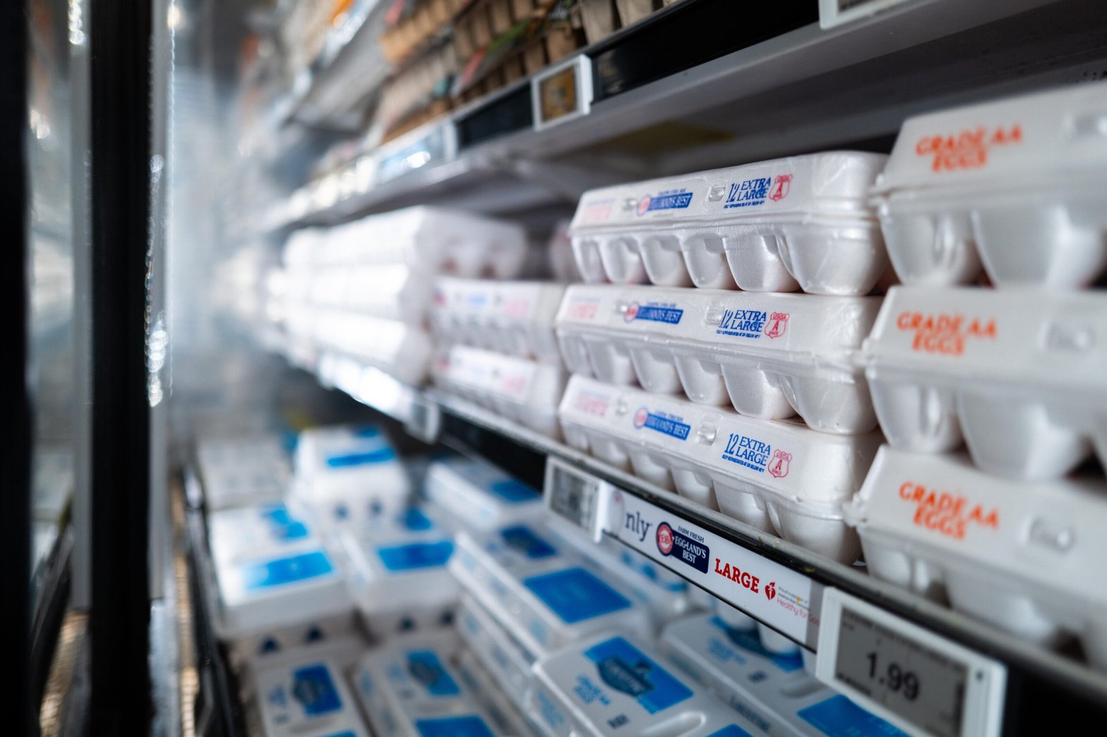 Eggs on a grocery store shelf