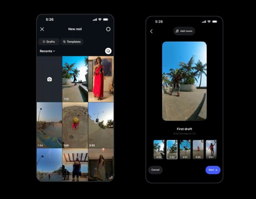 A screenshot of Instagram’s First Draft feature