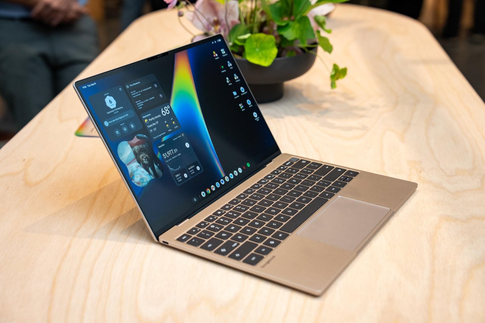 A photo of a Dell XPS Googlebook on a table.