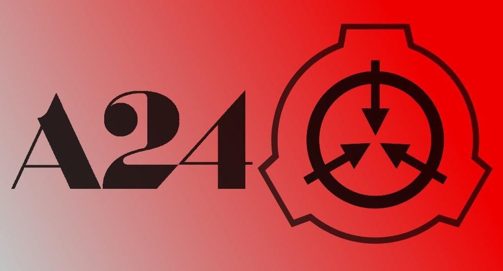A24 and SCP logos on a red gradient background