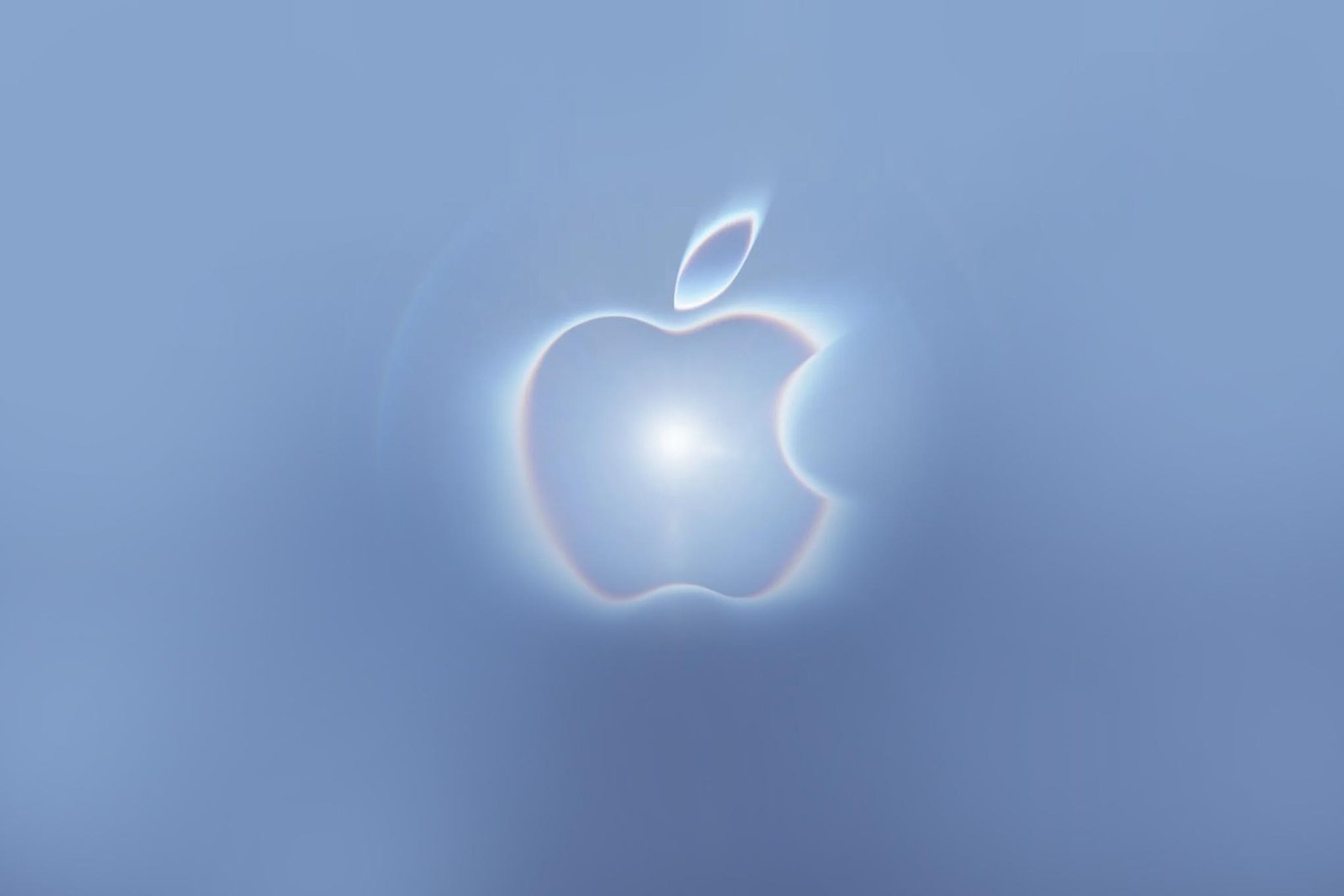 Glowing prismatic version of the Apple logo, from a screenshot from an upcoming Apple event.