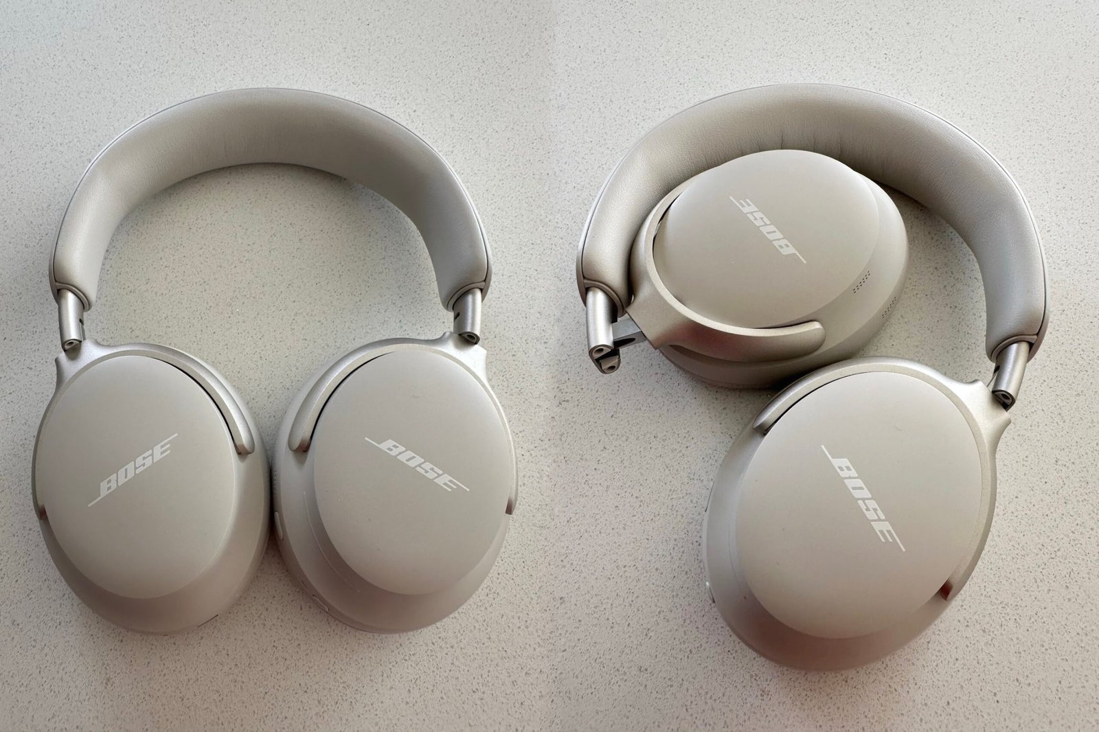 A hands-on photo of Bose’s QuietComfort Ultra Headphones.