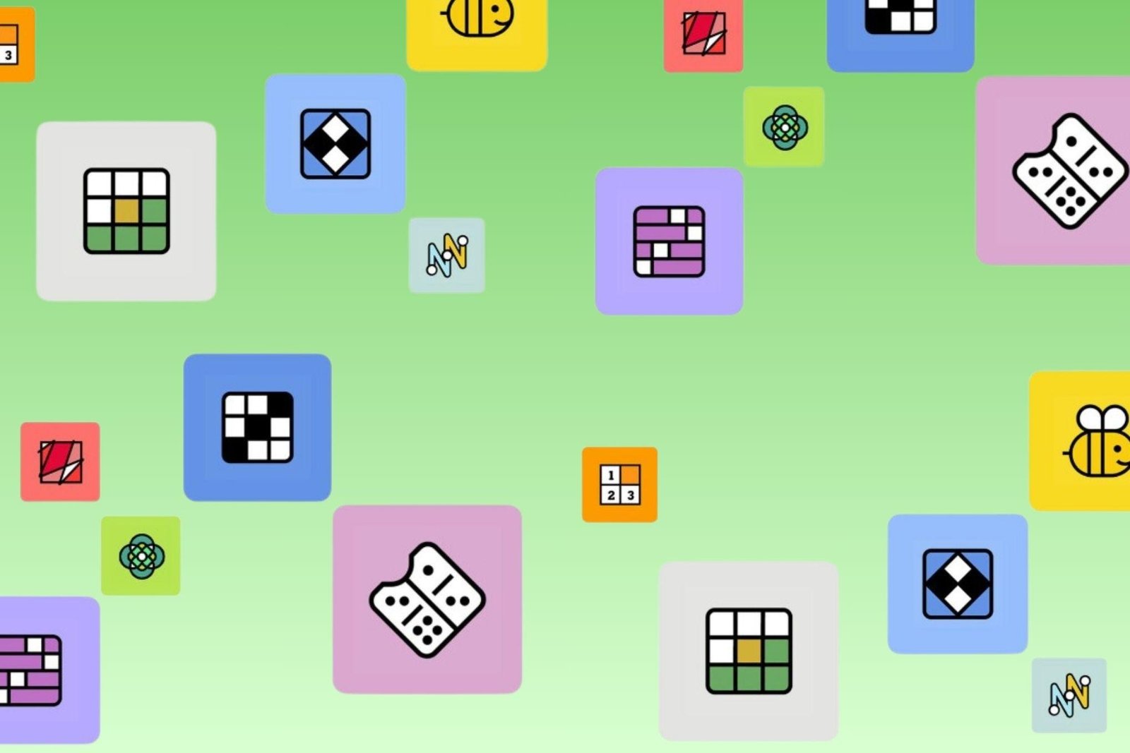 Thumbnail image logos for NYT Games puzzles.