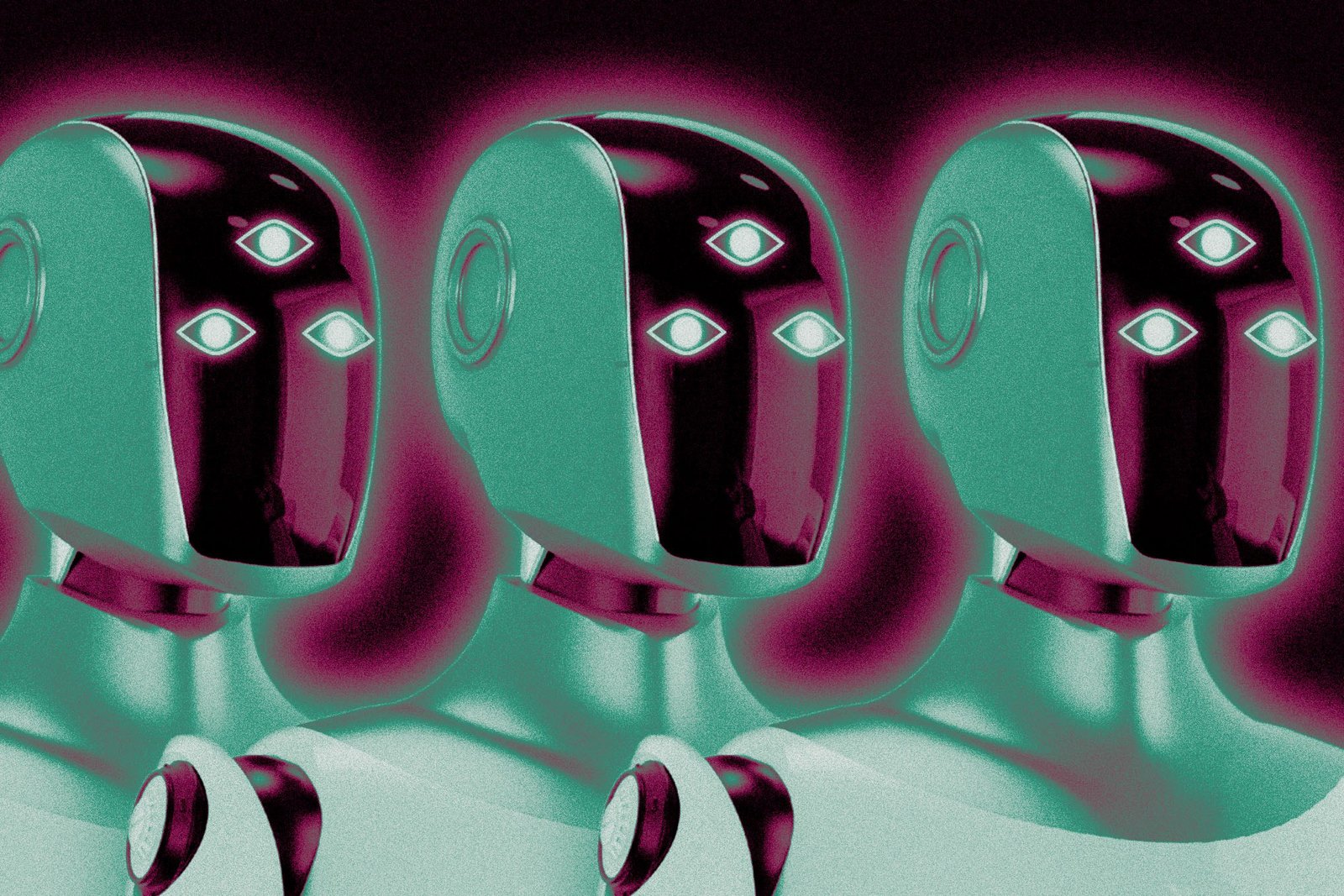 Enlightened robots standing next to each other.