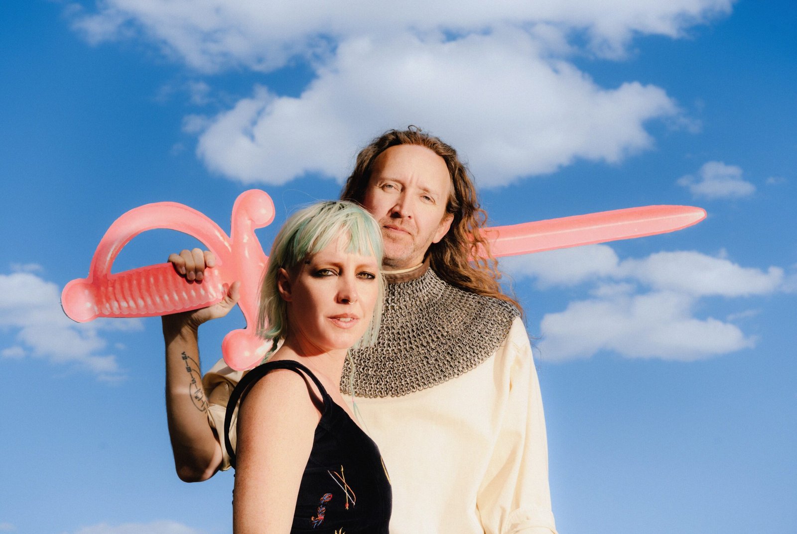 Sylvan Esso preparing to attend a frutiger aero renfaire.