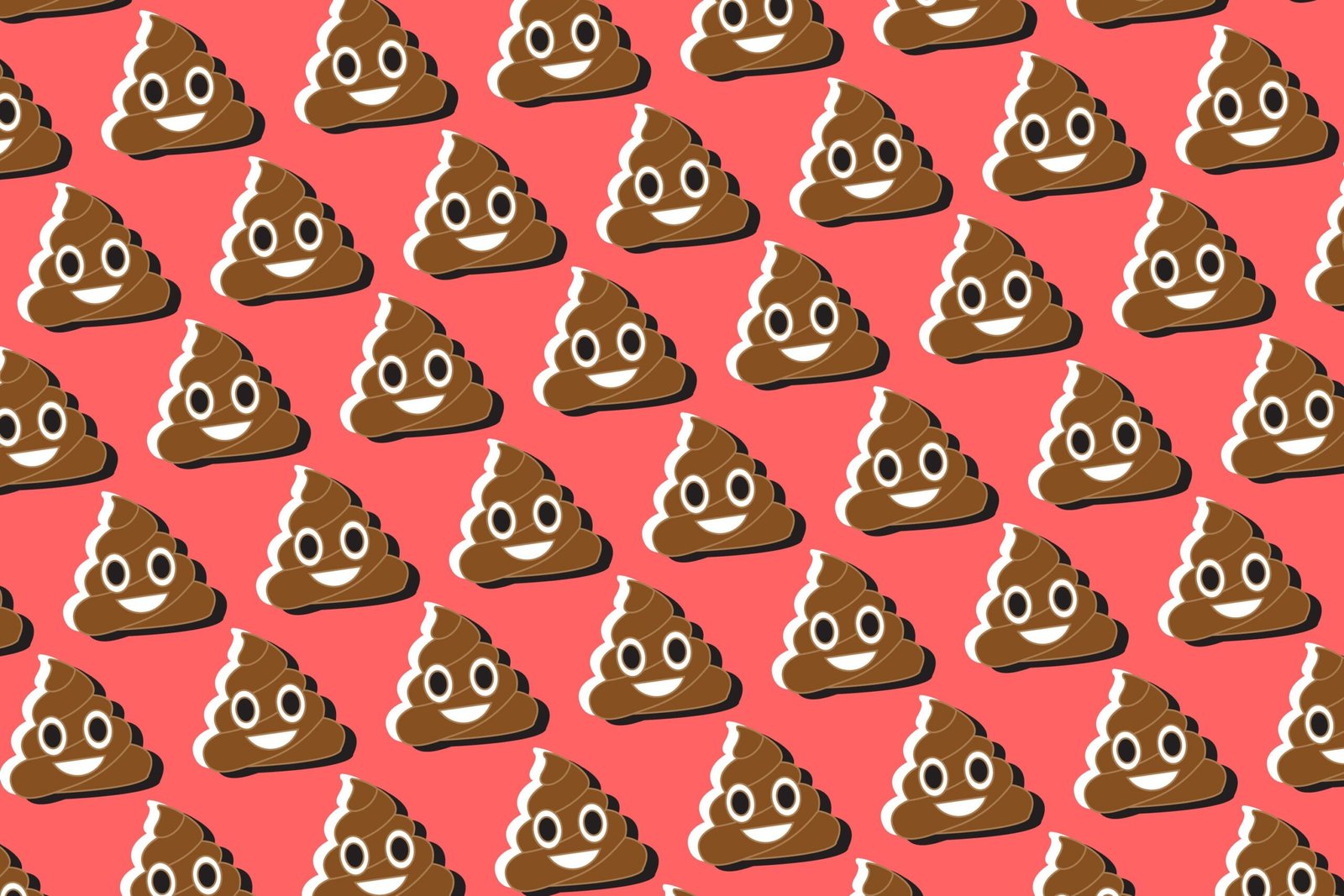 a lot of poop emojis on a red background