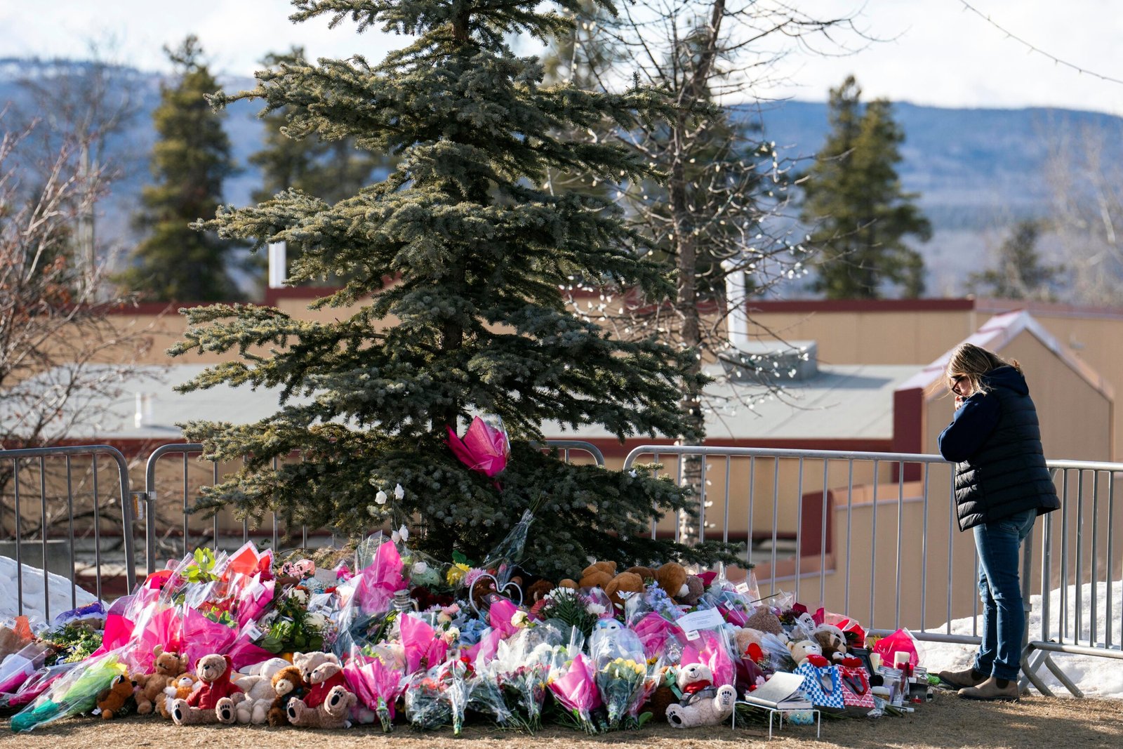 A photo of a memorial at Tumbler Ridge Secondary School in Canada