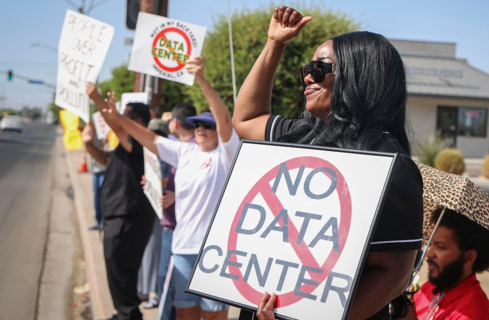 A data center protest in Imperial, California