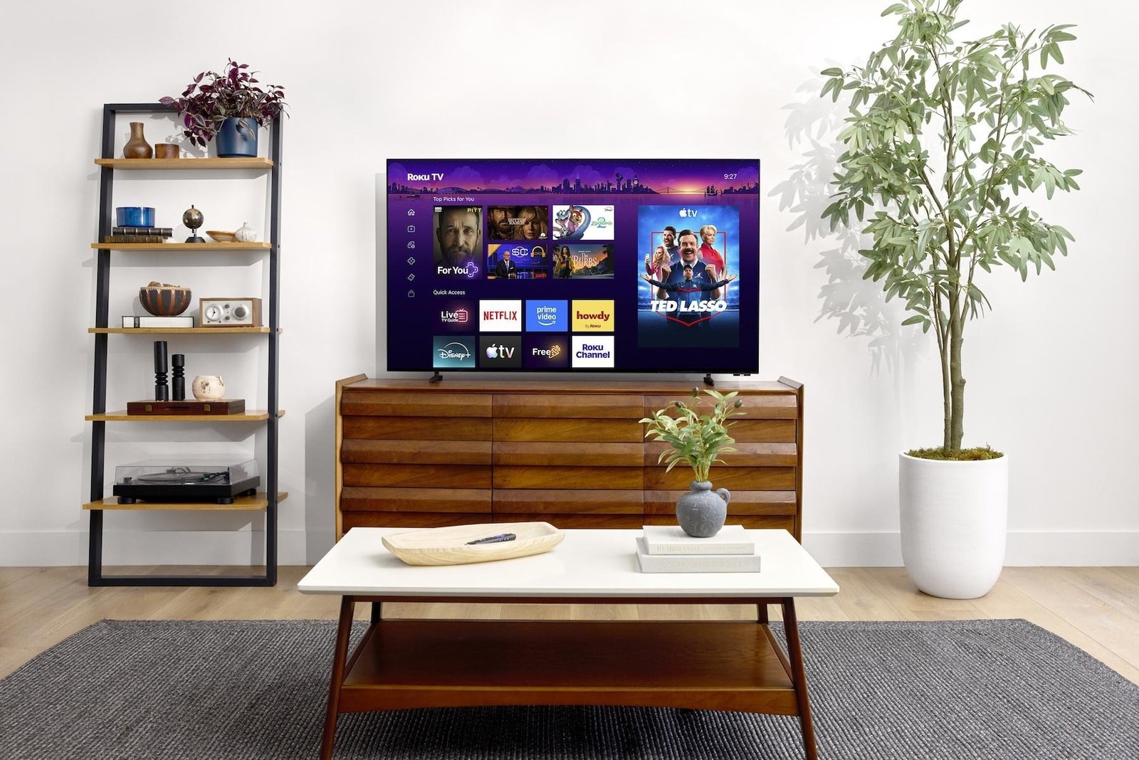 The Roku Pro Series OLED TV in a living room.
