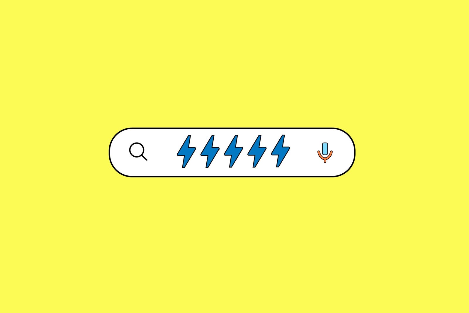 A drawing of a search bar filled with AMP lightning bolts