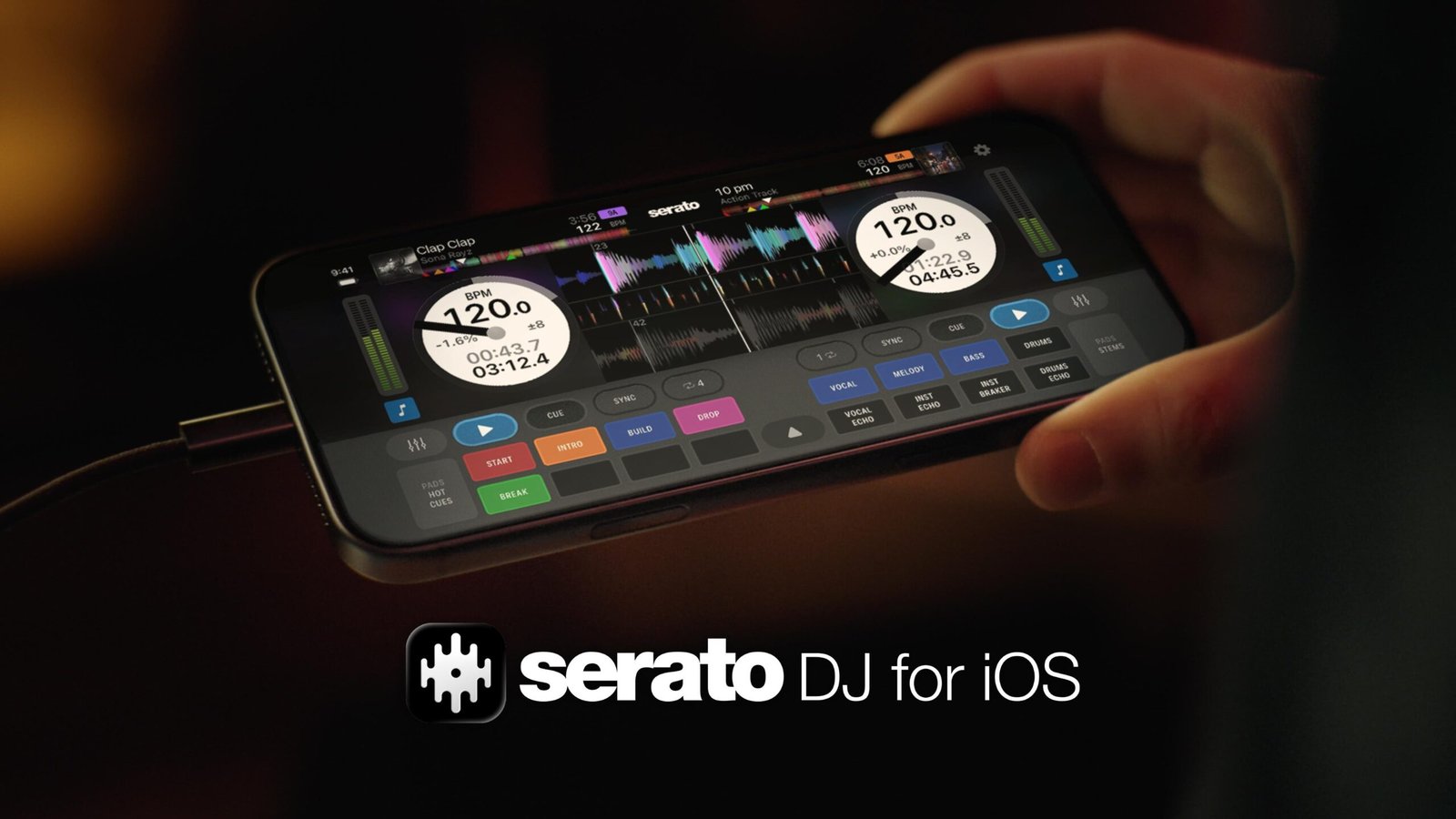 Serato DJ for iOS running on an iPhone