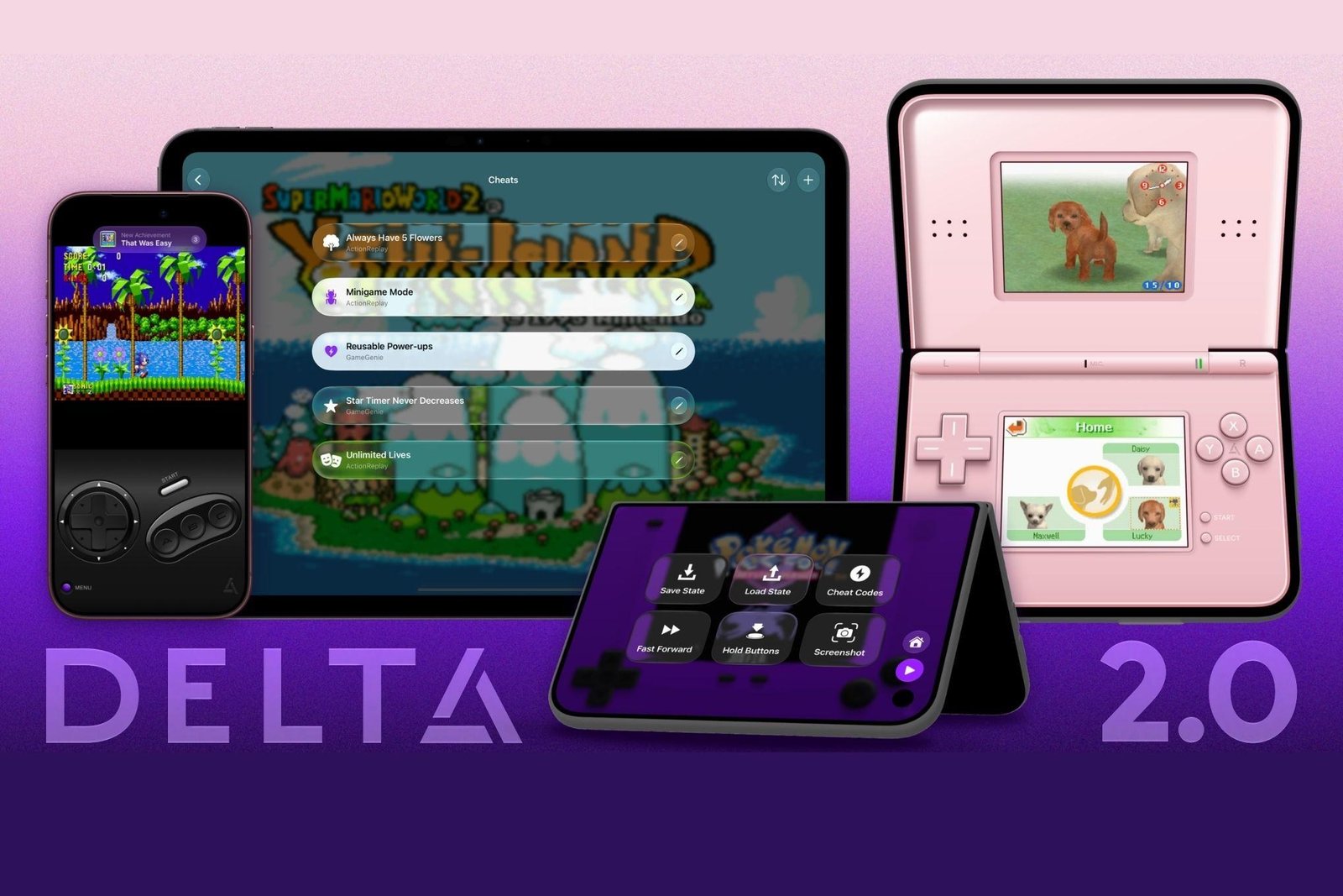 New features included in version 2.0 of the delta gaming emulator app.