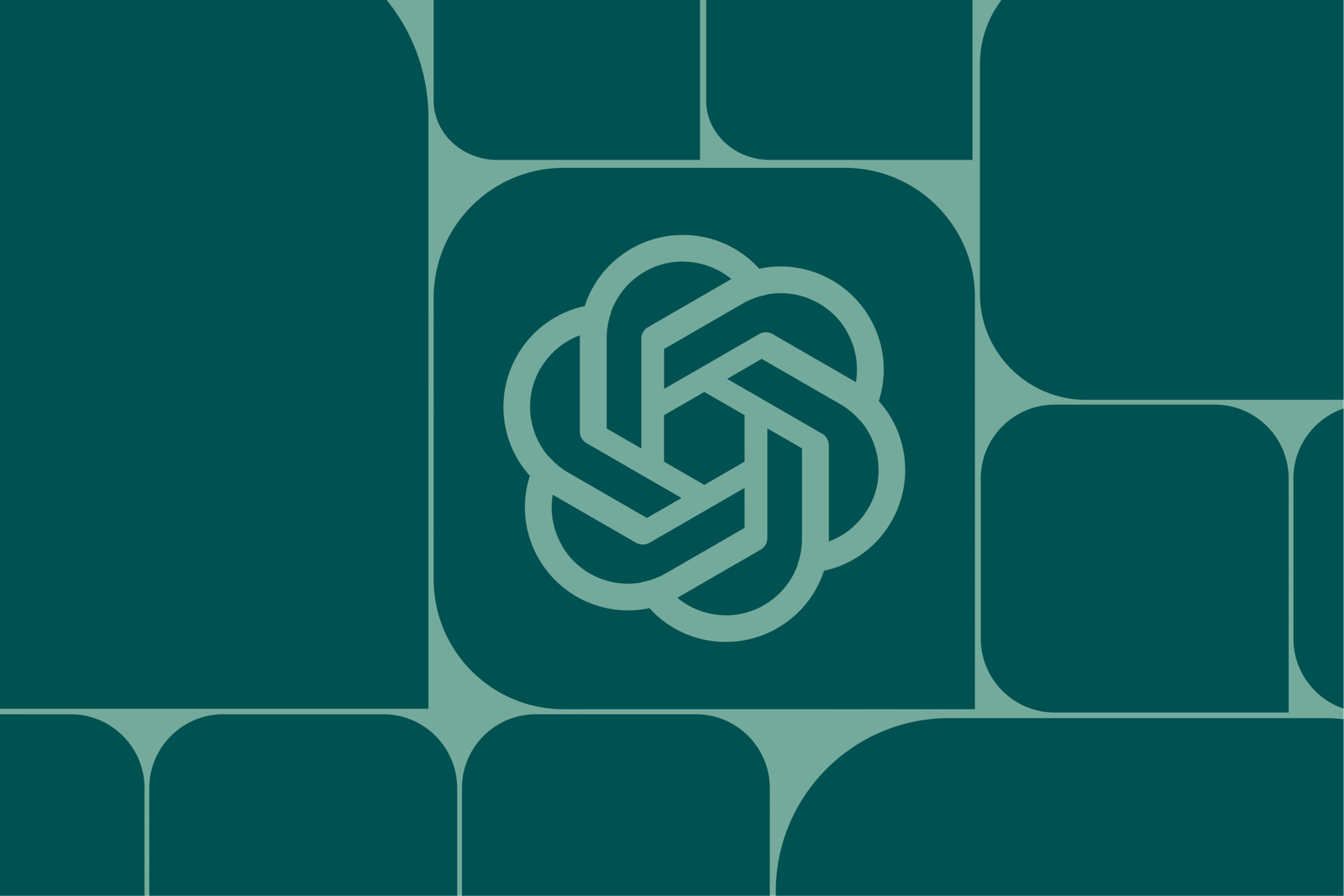 Chat GPT logo on a graphic green background.