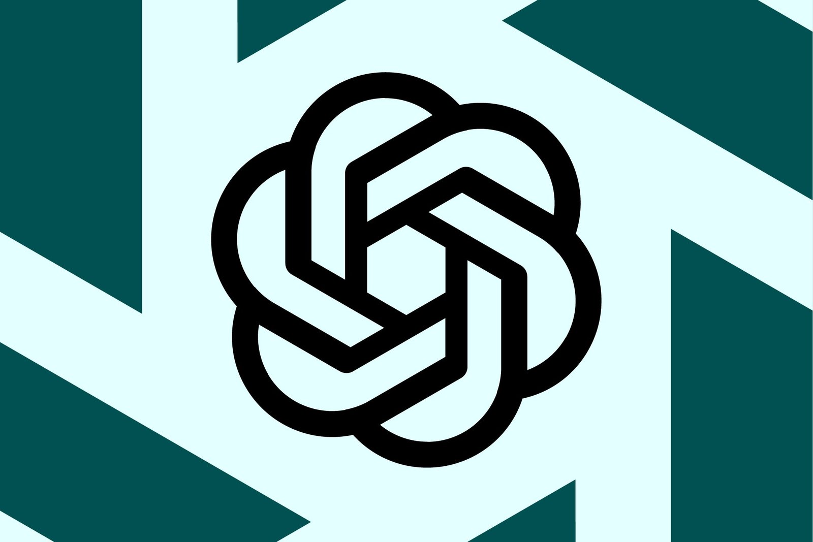 Open AI logo on a graphic green backround.
