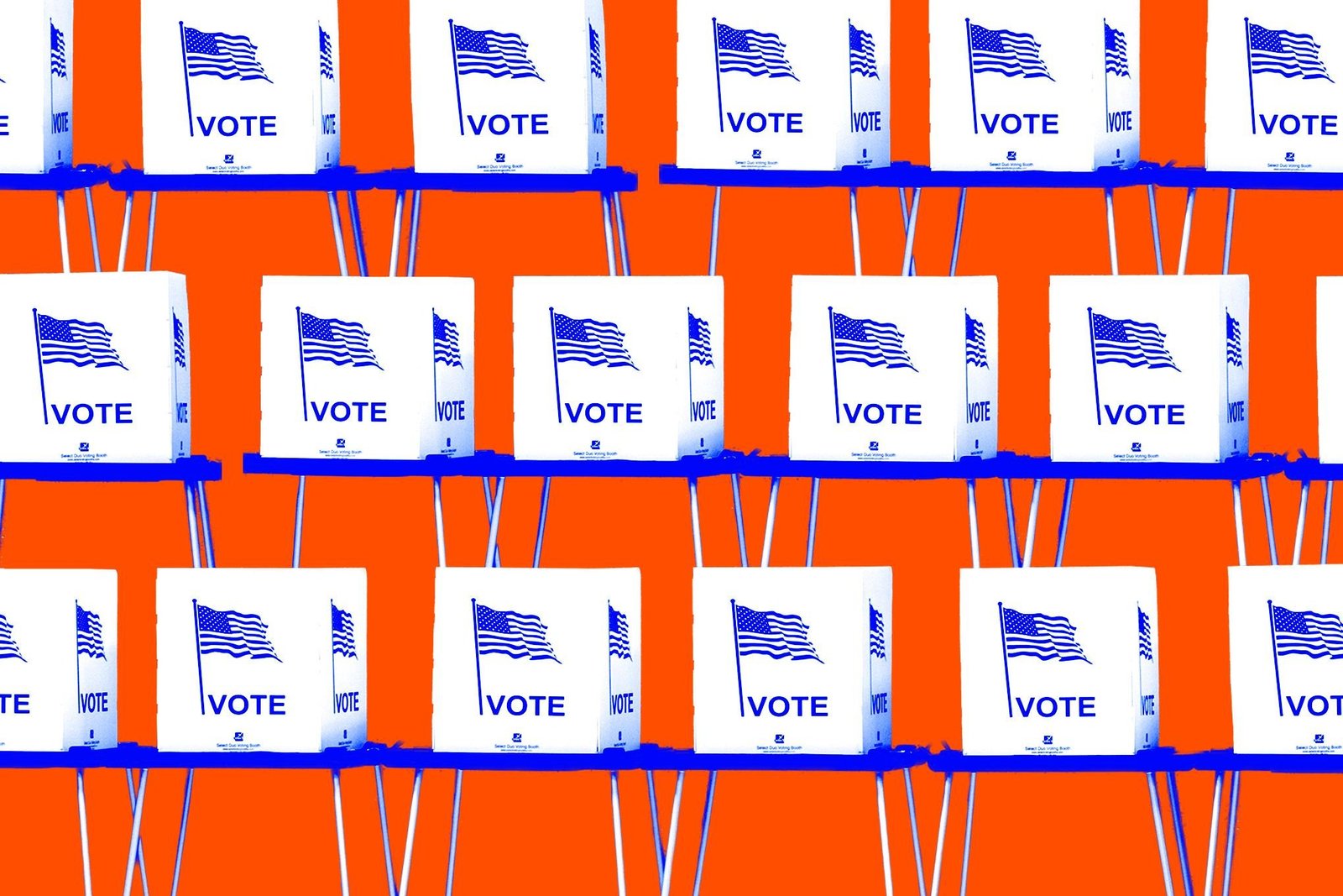 Repeated pattern of voting booths.