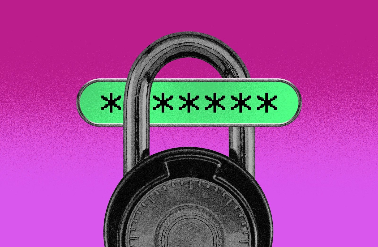 An illustration featuring a lock and a password.