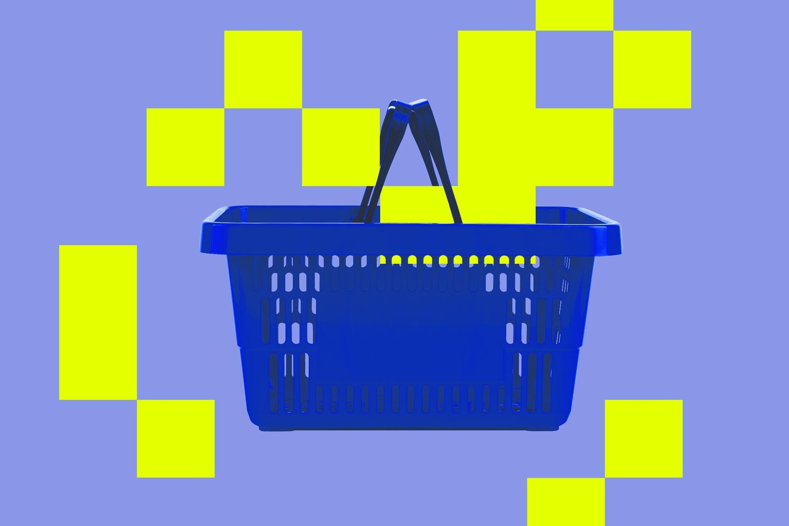 Shopping basket with an 8-bit effect.