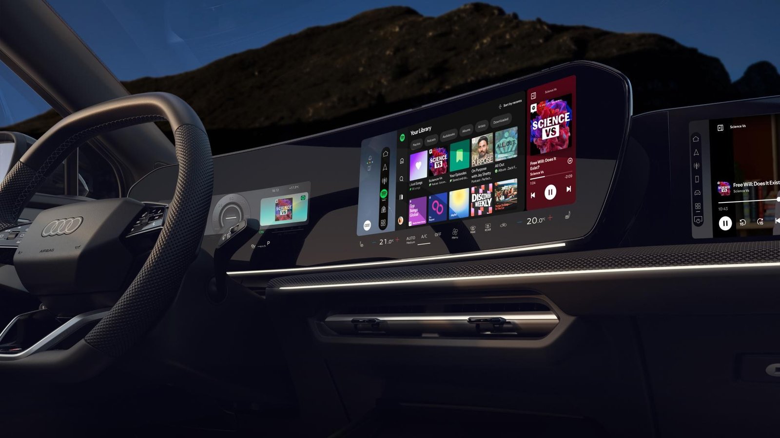 Spotify native car app in Audi vehicle