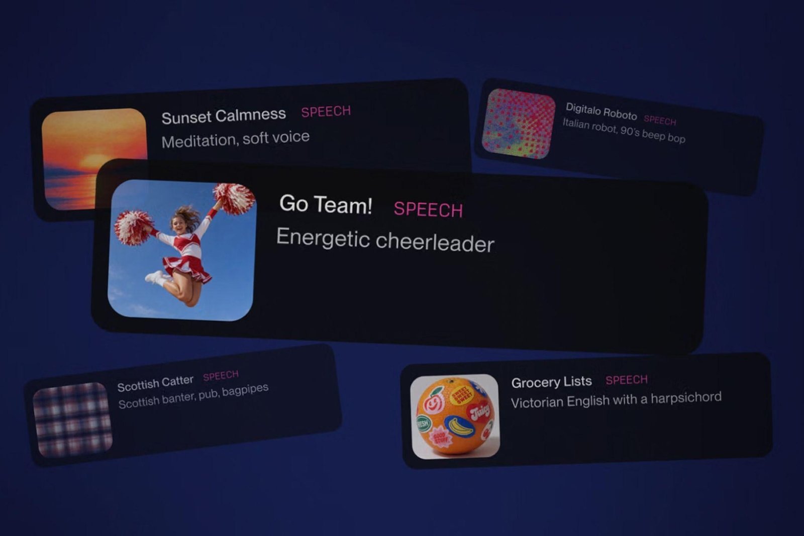 Example images for AI speech generated by Suno.