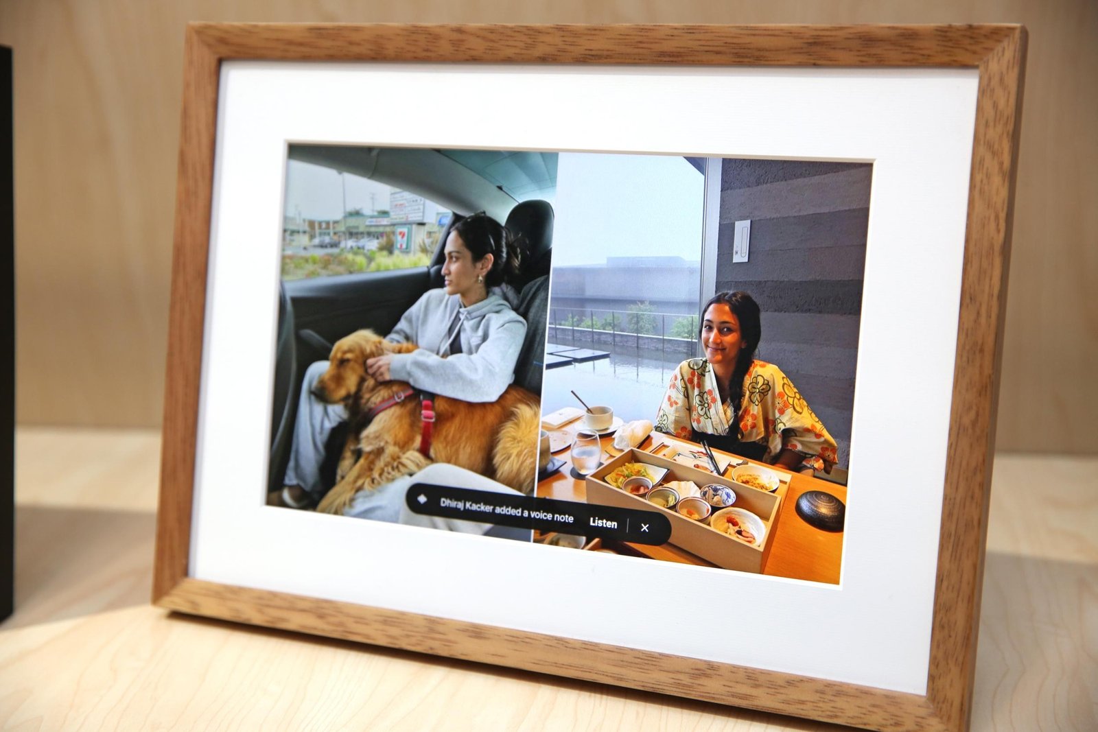 The Amazon Alexa Photo Frame showing two images side by side.