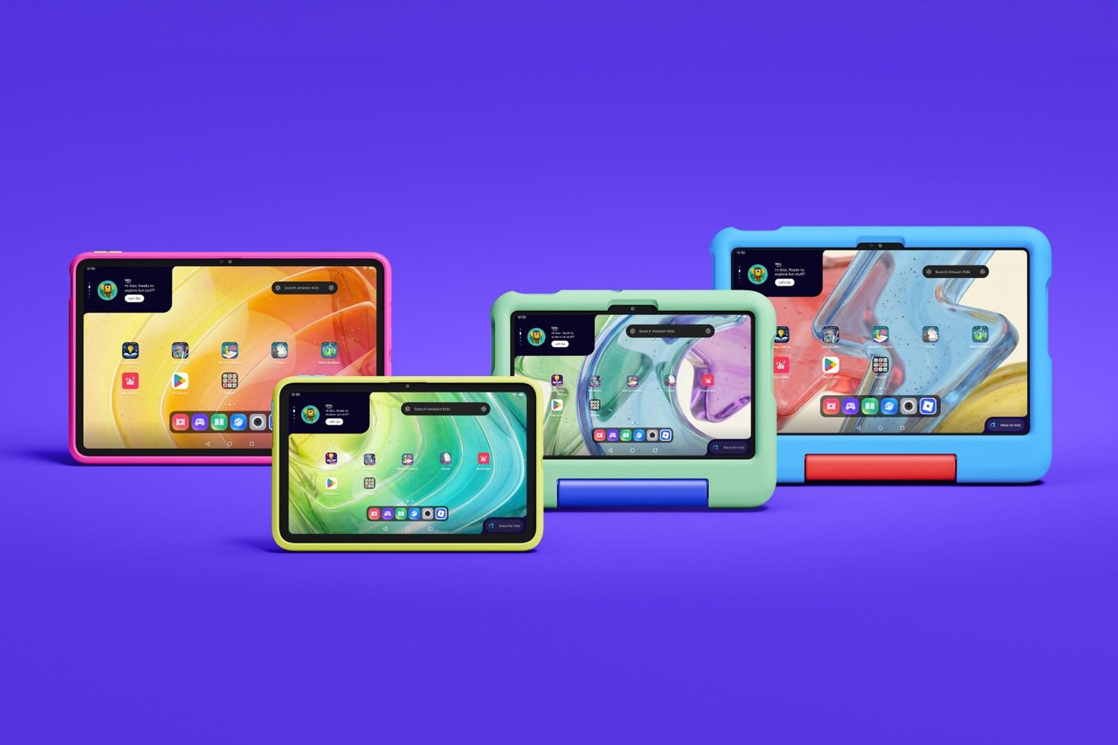 The various versions and sizes of the Amazon Kids Tablets.