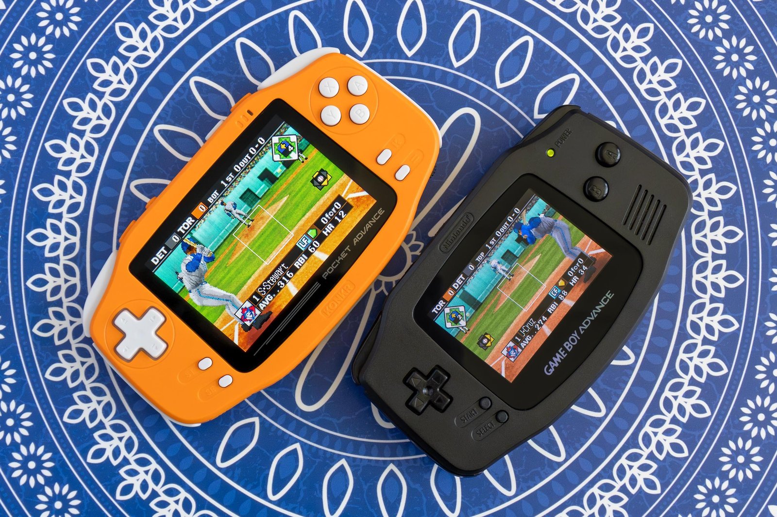 The Ayaneo Konkr Pocket Advance sitting next to an upgraded original Game Boy Advance. The Ayaneo Konkr Pocket Advance sitting next to an upgraded original Game Boy Advance.