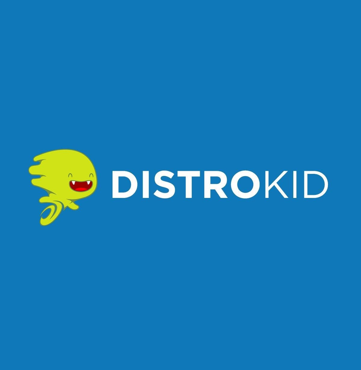 DistroKid Logo on blue background.